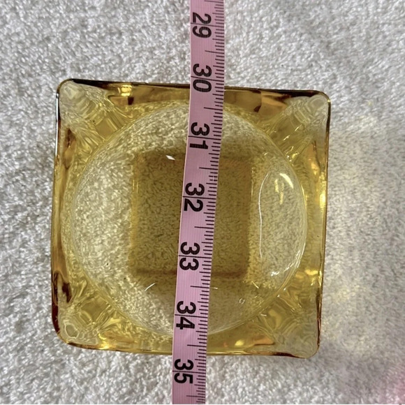 Vintage Amber Glass Square Ashtray Candy Dish Trinket Dish - Picture 10 of 10